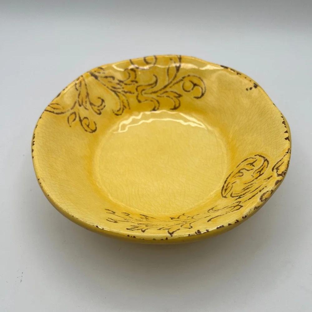 Cynthia Rowley Aphorism Melamine Yellow Bowls - Set of 2
